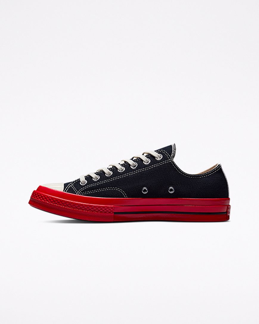 Zapatillas Bajas Converse x Comme des Garçons PLAY Chuck 70 Hombre Negras Rojas | PE 8EP04W